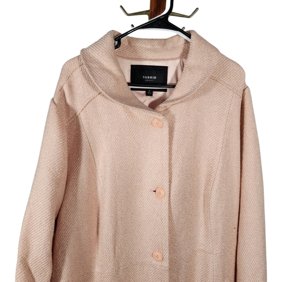 Torrid Blush Pink Wool Winter Button Down Fit and Flare Coat - Picture 2 of 11